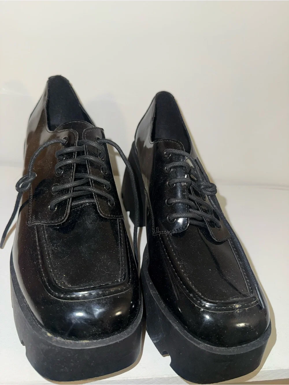 Men's Black Platform Lace-Up Shoes